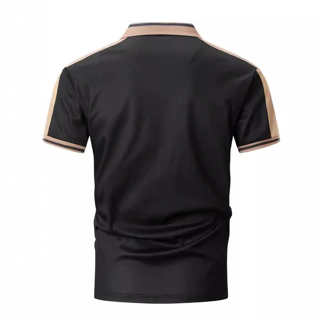 European And American Men's Daily Casual Printing Lapel Short Sleeve
