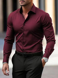 Men's Shirt Business Button Down Shirt Summer Solid Color