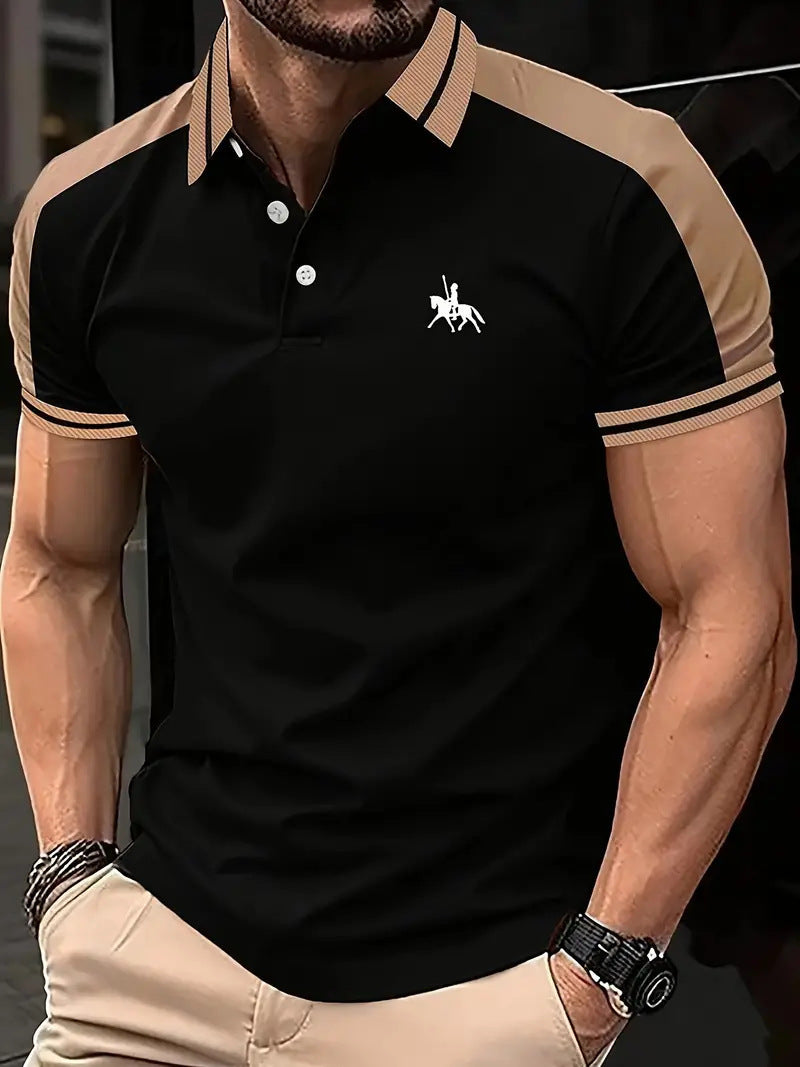 European And American Men's Daily Casual Printing Lapel Short Sleeve