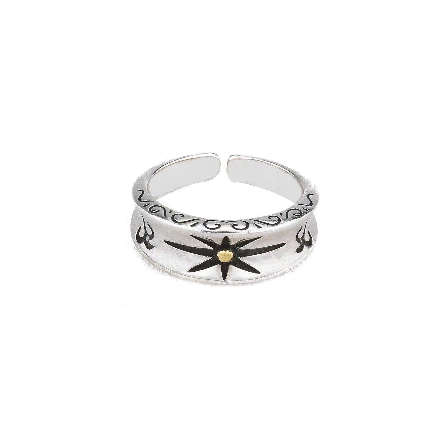 Eight Awn Star Open Adjustable Ring