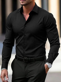Men's Shirt Business Button Down Shirt Summer Solid Color