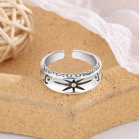 Eight Awn Star Open Adjustable Ring