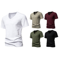 Men's Slub Cotton Elastic Breathable Bottoming Shirt