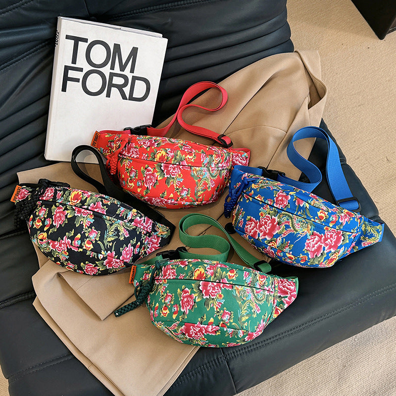 Women's Big Flower Western Style All-matching Waist Bag