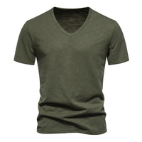 Men's Slub Cotton Elastic Breathable Bottoming Shirt