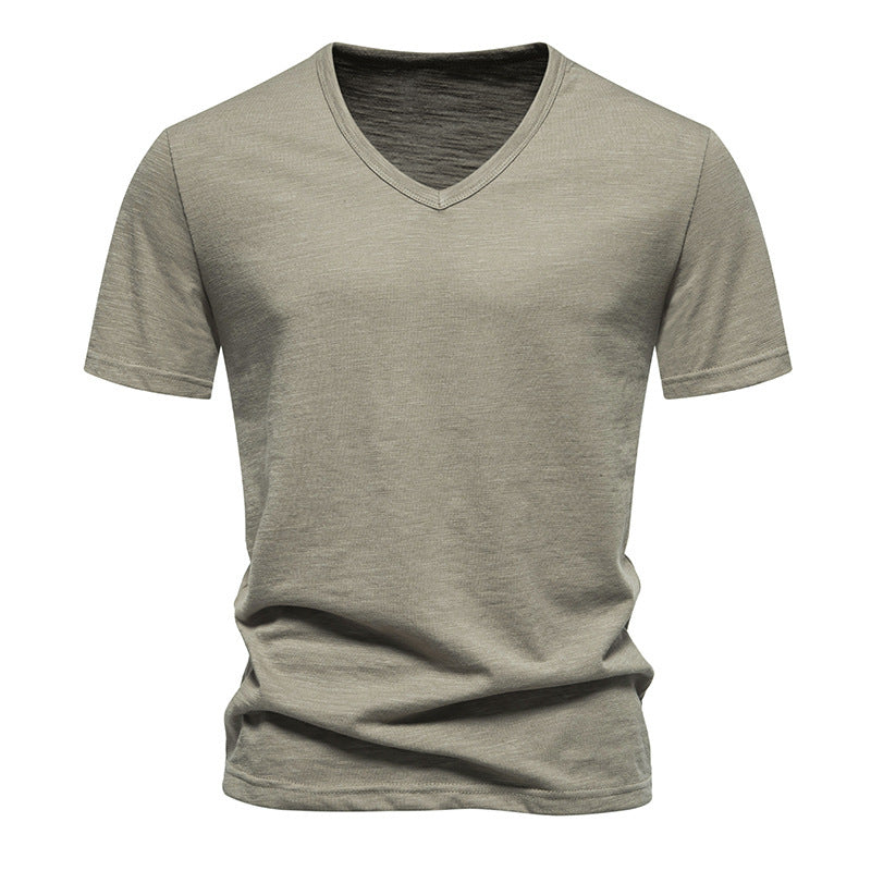 Men's Slub Cotton Elastic Breathable Bottoming Shirt