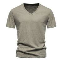 Men's Slub Cotton Elastic Breathable Bottoming Shirt