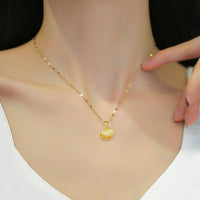 Shell Pearl Necklace With Rhinestones Female