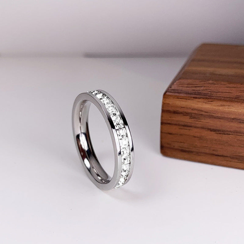 itanium Steel Couple Single And Double Row Diamond Ring