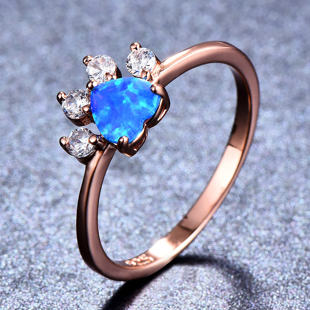 Cute Cat-claw-shaped Rings Fashion Personality Rhinestone
