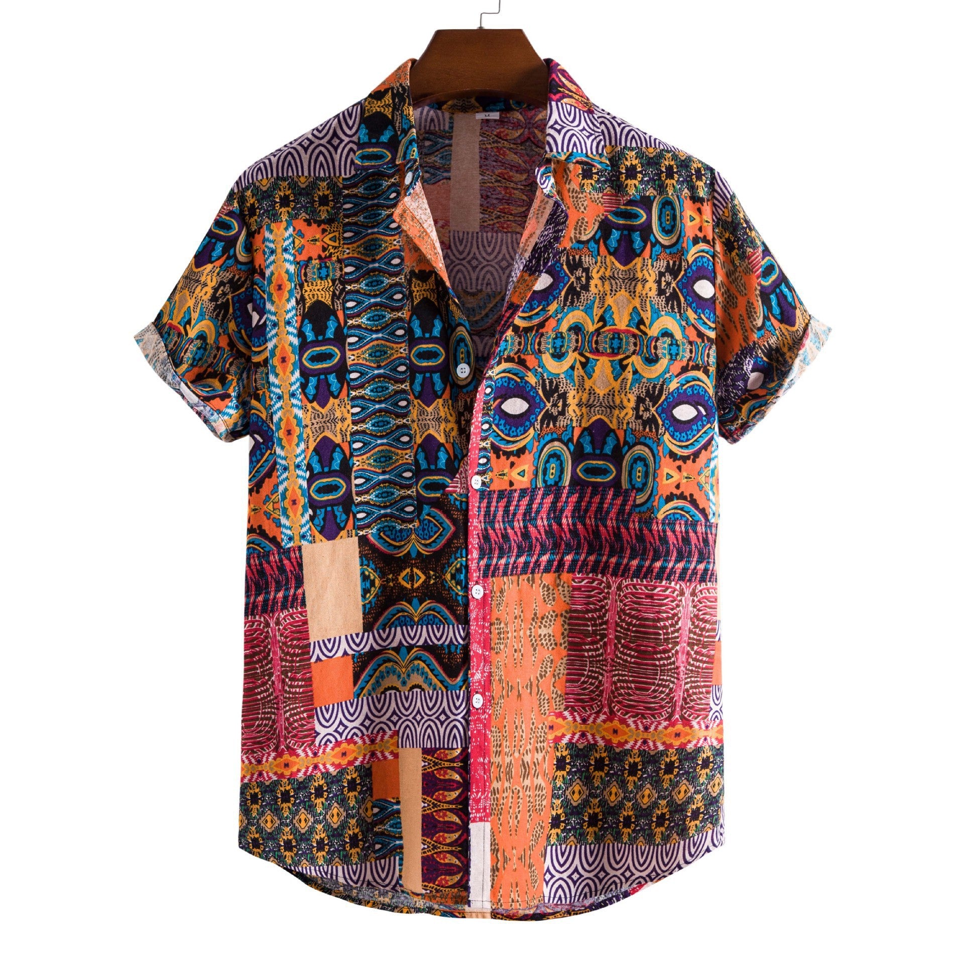 Plus Size Men's Casual Fashion Digital Printing Short Sleeve Shirt