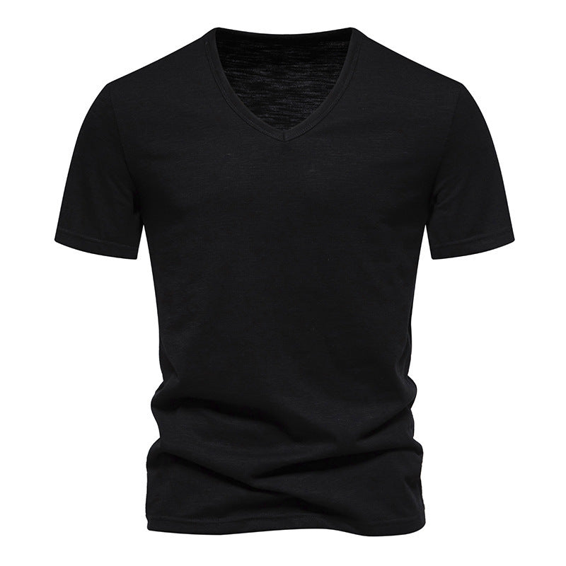 Men's Slub Cotton Elastic Breathable Bottoming Shirt