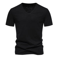 Men's Slub Cotton Elastic Breathable Bottoming Shirt