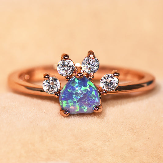 Cute Cat-claw-shaped Rings Fashion Personality Rhinestone