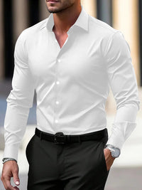 Men's Shirt Business Button Down Shirt Summer Solid Color