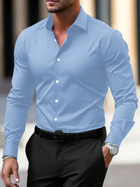 Men's Shirt Business Button Down Shirt Summer Solid Color