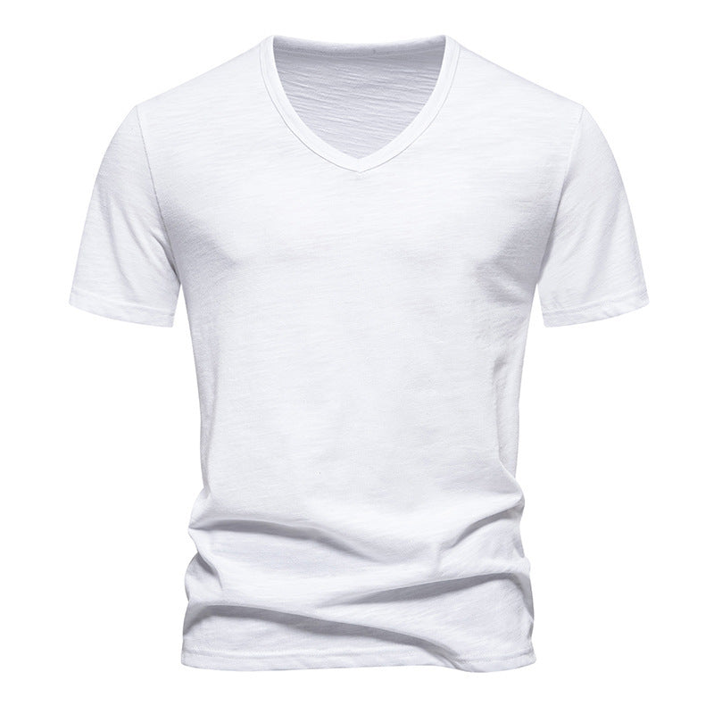 Men's Slub Cotton Elastic Breathable Bottoming Shirt