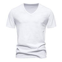 Men's Slub Cotton Elastic Breathable Bottoming Shirt