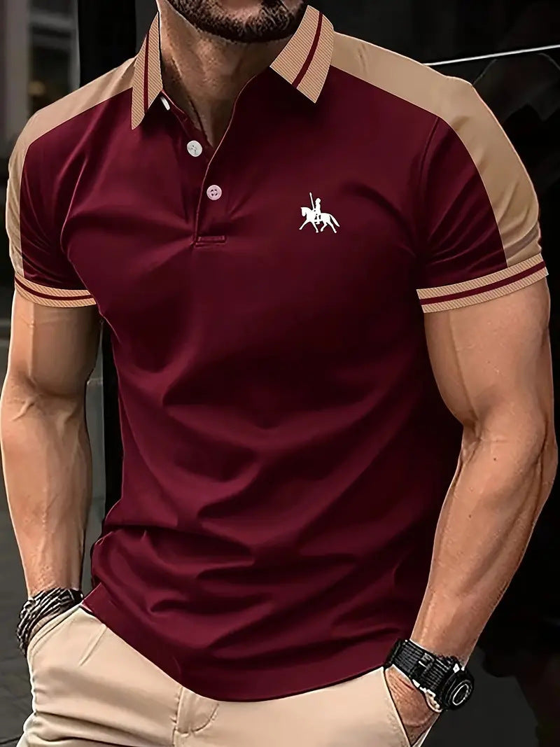 European And American Men's Daily Casual Printing Lapel Short Sleeve