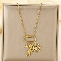 Star Moon Colour Artificial Glass Pearl Stainless Steel Necklace