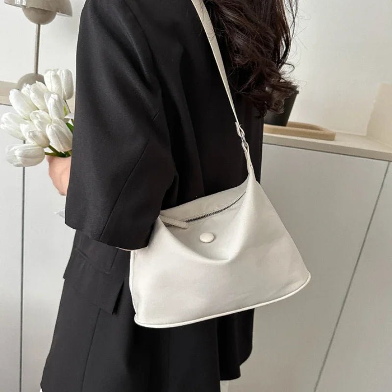 Pink Nylon Cloth Underarm Bag Korean Style New Ins Lightweight Texture Small Bag All - Match Shoulder Handbags for Women Girls - Chic Cart