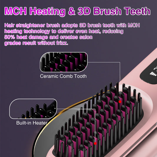 S7 Portable Cordless Hair Straightening Brush With LED Display