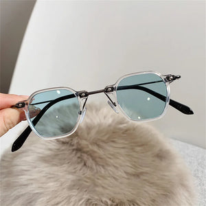 Unisex Rectangle Vintage Sunglasses Metal Literary Classic Streetwear Eyeglasses Lady Casual Goggles Brand Designer Sun Glasses