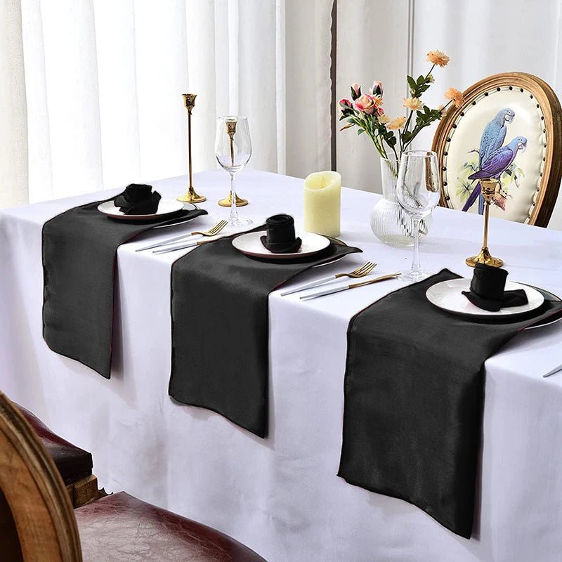 Set Of 6/12/24 Table Cloth Napkins Durable Satin Polyester Thicken Placemat Reusable for Kitchen Dining Wedding Decoration - Chic Cart