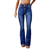 Skinny Flared Jeans With Pockets Fashion Button Zipper
