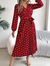 Spring Summer Elegant Long Dress Cross V-Neck Contrast