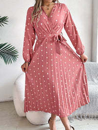 Spring Summer Elegant Long Dress Cross V-Neck Contrast