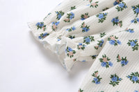Summer New Products Women's Fashion Printed Puff Sleeve Lace Cardigan T-shirt
