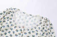 Summer New Products Women's Fashion Printed Puff Sleeve Lace Cardigan T-shirt