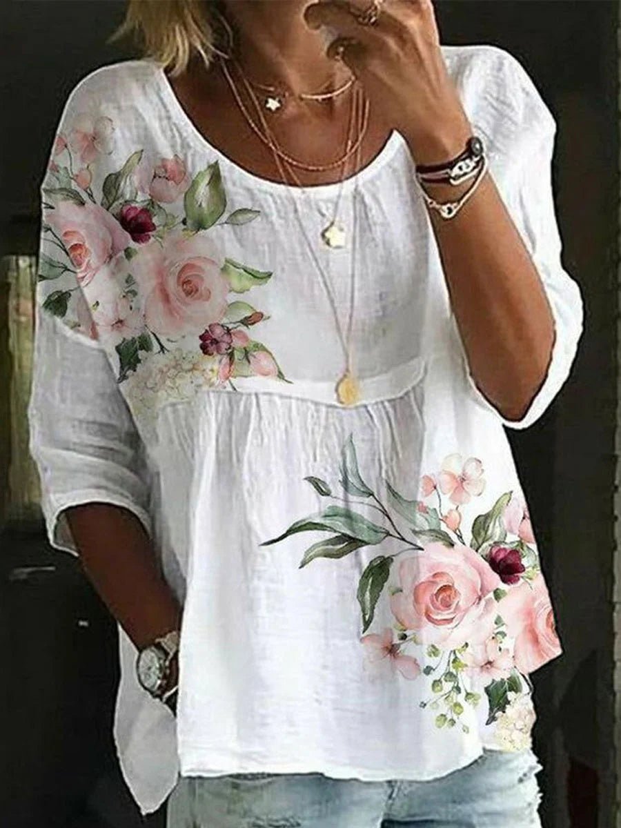 Temperament Loose Blouse Fashion Casual Woman Shirt Elegant Short Sleeve Blouse Holiday Weekend Top - Chic Cart
