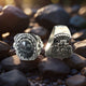 Vintage Natural Stone Distressed Carved Totem Owl Copper Ring