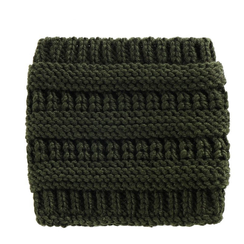 Women Head Wrap Ponytail Beanies Hat Winter Warm Ear Warmer