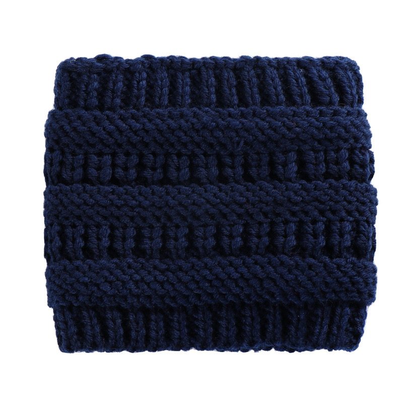 Women Head Wrap Ponytail Beanies Hat Winter Warm Ear Warmer