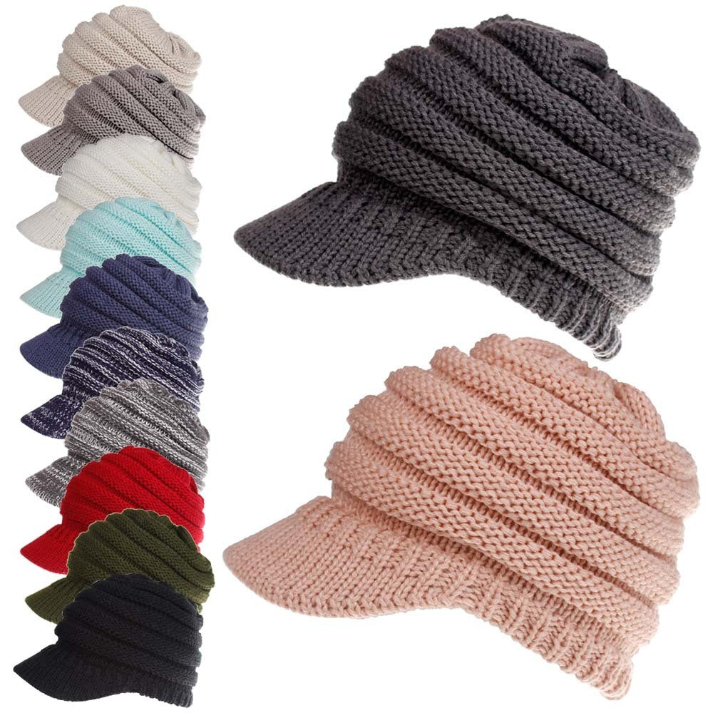 Women Ponytail Beanies Autumn Winter Hats Female