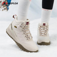 Baasploa Women Snow Boots Leather Waterproof Ankle Boots for Women Plush Warm Casual Shoes Comfort Walking Non - Slip Lace - Up - Chic Cart