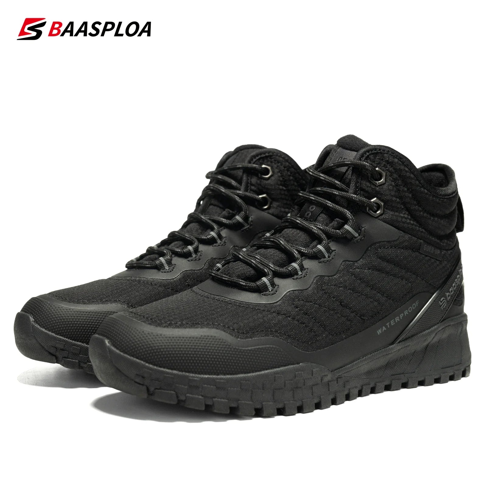 Baasploa Women Snow Boots Leather Waterproof Ankle Boots for Women Plush Warm Casual Shoes Comfort Walking Non - Slip Lace - Up - Chic Cart