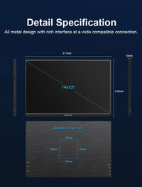 ZEUSLAP 14" 16:10 Touch Screen Portable Monitor 1920*1200P 100%sRGB 400Cd/m² Travel Display for Laptop Computer - Chic Cart
