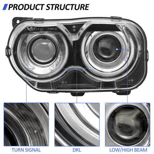Headlights Assembly Fit For 2015 2016 2017 2018 2019 2020 Dodge Challenger,