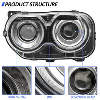 Headlights Assembly Fit For 2015 2016 2017 2018 2019 2020 Dodge Challenger,