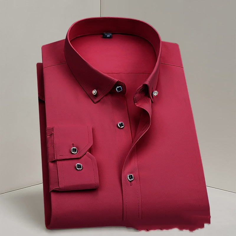 Formal Wear Men's Shirt Professional Wedding Best Man Non-ironing Pure White
