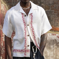 Lapel Button Short Sleeve Top Shirt