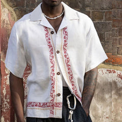 Lapel Button Short Sleeve Top Shirt
