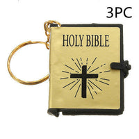 Mini English HOLY BIBLE Key Chains Real Paper Readable