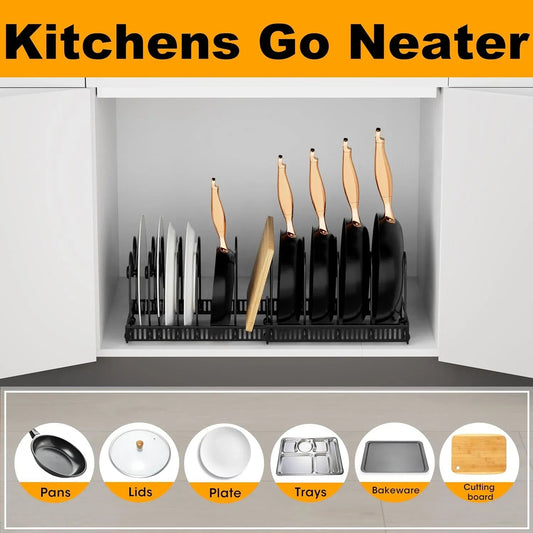 Expandable Pot Lid Organizer, Pots And Pans Lid Rack,