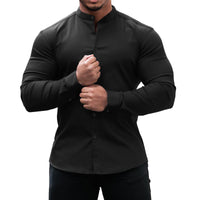 Long Sleeve Shirt Men Casual Button Down Slim Tops