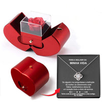 Red Apple Jewelry Box with Eternal Rose and Necklace